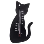 udendørs vægtermometer kattefacon sort