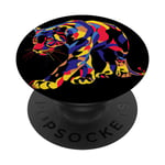 Colourful Panther Cat Modern Colours Art vector style PopSockets PopGrip Interchangeable