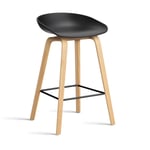 HAY About a Stool 32 Low barstol lackerat ekstativ 2.0 Svart-svart stålstöd