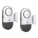 Door Alarm Sensor, 2 Pack 125dB Door Window Open Alarm Sensor, Black Silver Tone