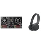 Pioneer DJ DDJ-200 Smart DJ Controller, Black & Sony WH-CH520 Wireless Bluetooth Headphones - up to 50 Hours Battery Life with Quick Charge, On-ear style - Black
