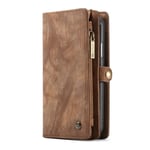 iPhone XR CASEME 2-i-1 vintage stil läder plånbokväska brun