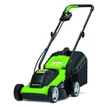 Greenworks G24LM33 Cordless Lawnmower for Smaller Lawns up to 280m², 33cm Cutting Width, 30L Bag WITHOUT 24V Battery & Charger, 3 Year Warranty