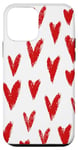 Coque pour iPhone 12 mini Motif de cœur blanc dessiné à la main Esthétique Mignon Rouge Girly