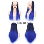 14 Colors Hairpiece Clip In Hair Extension U Part 1btblue2