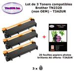 3 Toners génériques TN-2320 pour Brother DCP L2500 L2500D L2520DW L2540DN L2560DW L2700 imprimante+ 20f A6 brillantes -T3AZUR