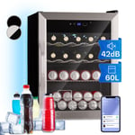 Fridge Refrigerator Beverage Cooler Mini 60L Freestanding Glass Door WiFi Silver