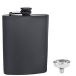 Flask for Liquor with Funnel-8 Oz Black Stainless Steel Hip Flask Liquor Flask, Pocket Flask, Alcohol Flask for Drinking of Alcohol, Whiskey, Rum and Vodka- Gift for Men and Women