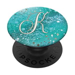 Personalized Letter K Initial Monogram Turquoise Teal Blue PopSockets PopGrip: Swappable Grip for Phones & Tablets