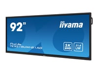 Iiyama Prolite Te9218uwi-B1ag - 92" Diagonal Klass (91.5" Visbar) Led-Bakgrundsbelyst Lcd-Skärm - Interaktiv Digital Skyltning - Med Pekskärm (Multi-Touch) / Pc-Anslutning Som Tillval - 5K Uhd (2160P) 5120 X 2160 - Svart Ram Med Matta Ytor