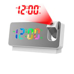 Monitoiminen projektioherätyskello / värikäs LED-kello Valkoinen