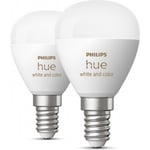 Philips Hue White and Color Ambience Lyster lampe, E14, P45 2 stk.