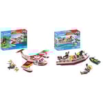 Playmobil 71463 Hydravion avec Pompier - Action Heroes - avec Un Personnage, des Animaux & 71464 Bateau de Pompier et Scooter des Mers - Action Hereos - avec Deux Personnages
