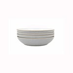 Denby - Elements Light Grey Pasta Bowls Set of 4 - Dishwasher Microwave Safe Crockery 1050ml 22cm - Pale Grey, White Ceramic Stoneware Tableware - Chip & Crack Resistant