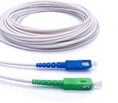 Elfcam® - Câble/Rallonge Fibre Optique ( Freebox ) - Jarretière Simplex Monomode SC-APC à SC-UPC - Blindage et connecteur renforcée - Perte très fiable - Blanc, 25M