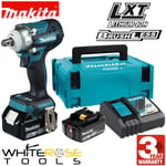 Makita Impact Wrench 1/2in 18V LXT Li-ion Brushless Cordless 2 x 5Ah Charger