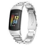Fitbit Charge 5 Stilrent länkarmband i metall, Silver