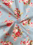 Viscount Textiles Gingham & Roses Cotton Lawn Fabric, Multi