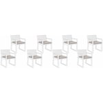 Beliani - Lot de 8 Coussins d'Assise pour Chaise de Jardin 46 x 46 cm en Tissu Imperméable Beige Taupe