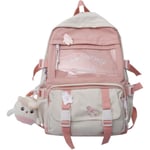 Kawaii Ryggsäck med Kawaii Pin och Tillbehör Ryggsäck Söt Estetisk Ryggsäck Söt Kawaii Ryggsäck för Skola(Rosa)