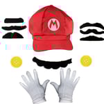 Super Mario Bros Mario eller Luigi hatt, armar, skägg, knappar, cosplay