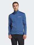 adidas Terrex Men's Long Sleeve Fleece Jacket - Grey, Blue, Size S, Men