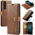DG.MING Sony Xperia 1 VI Plånboksfodral med avtagbart skal, Cognac