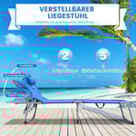 Solstol hopfällbar strandsäng 194 x 60 x 36-86 cm blå