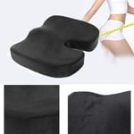 2pcs Memory Foam Seat Cushion Lumbar & Back Support Pain Relief C Black
