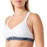 Emporio Armani Underwear Women's Padded Bralette Bra Iconic Logoband, White, XL