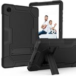 Coque pour Samsung Galaxy Tab A8 10.5 2021 - Coque en Silicone Antichoc et Anti-Rayures - Coque Rigide en Polycarbonate - Protection à 360° - Support intégré - Noir