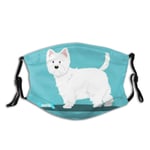 WINCAN Face Cover Body Westie Terrier Dog Bone On Sky Animals Wildlife Adorable Charming Food Color Cute Doggy Pedigree Balaclava Reusable Anti-Dust Mouth Bandanas Running Neck Gaiter with 2 Filters