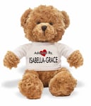 Adopted By ISABELLA-GRACE-TB1 Isabella-Grace Teddy Bear Wearing A Personalised Name T-Shirt