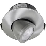 Nordtronic Low Profile Flexible Infällda spotlight, drivdon & tilt, Ø7,5 cm, borstad alu, 2700K