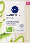NIVEA NATURALLY GOOD Masque Tissu Hydratant & Rafraîchissant à l’Aloe Vera Bio (1 x 1 Pce), Masque visage à la formule vegan, Soin visage pour peaux déshydratées