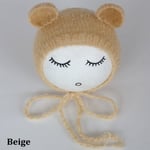 Newborn Baby Hat Photography Props Cap Ear Bear Bonnet Beige