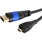 KabelDirekt – Câble Micro HDMI avec design incassable – 1m (HDMI vers Micro HDMI, bidirectionnel, 4K@60Hz pour Ultra HD, HDMI 2.0/1.4, High Speed avec Ethernet, Tablets/Caméras/Raspberry Pi, noir)