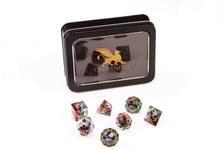 Razor Series Dice: Purple Liquid Core Dragon Eye, Red Dice, Green Numbers 7-die Set