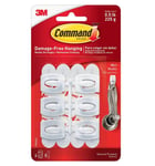 3M Command White Plastic Damage Free Mini Adhesive Hanging Hooks Reusable Pack 6