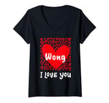 Womens Wong I Love You, My Heart Belongs To Wong Personalized V-Neck T-Shirt