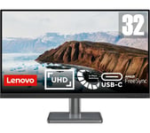 LENOVO L32p-30 31.5" 4K Ultra HD IPS LED Monitor - Black & Grey, Black,Silver/Grey