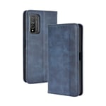 GOGME Leather Case for Huawei Honor 10X Lite Case, Retro Style PU/TPU Wallet Folio Case, Collection Premium Folio Cover with [Card Slots] and [Kickstand] for Huawei Honor 10X Lite. Blue