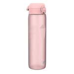 Ion8 1 Litre Water Bottle, Leak Proof, Flip Lid, Carry Handle, Rapid Liquid Flow, Dishwasher Safe, BPA Free, Soft Touch Contoured Grip, Ideal for Sports, Carbon Neutral Recyclon, Rose Quartz Pink