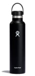 HYDRO FLASK - Water Bottle 709 ml (24 oz) - Vacuum Insulated Stainless Steel Water Bottle with Leak Proof Flex Cap and Powder Coat - BPA-Free - Standard Mouth - Black