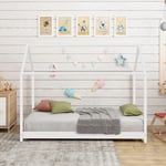 House Bed Children Kids White Wood 3FT Single Mattress New