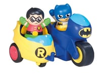 Toomies- DC Comics Batman E73260 Batcycle 2-en-1 Ensemble Moto et Side-Car-Fixation sur Le côté Bout-Propulsion grâce à Un mécanisme à Friction-À partir de 12 Mois, Multicolore