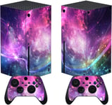 Kit De Autocollants Skin Decal Pour Xbox Séries X Console,Autocollant Vinyle Cover Sticker Pour Xbox Séries X Console Manette-Galaxie Violette