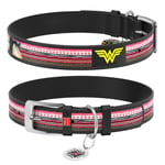 WAUDOG Hundhalsband Läder med Smart ID Bricka Wonder Woman (XS)