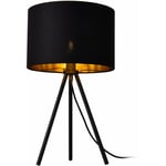 Helloshop26 - Lampe de bureau élégante lampe de table stylée liseuse trépied E14 métal tissu hauteur 51 cm noir doré