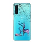 SEEYA Cases for OnePlus Nord Phone Case Clear Transparent Silicone 3D Color Elegant Deer Pattern TPU Bumper Protective Cover Soft Slim Fit Anti-Scratch Shockproof for OnePlus Nord